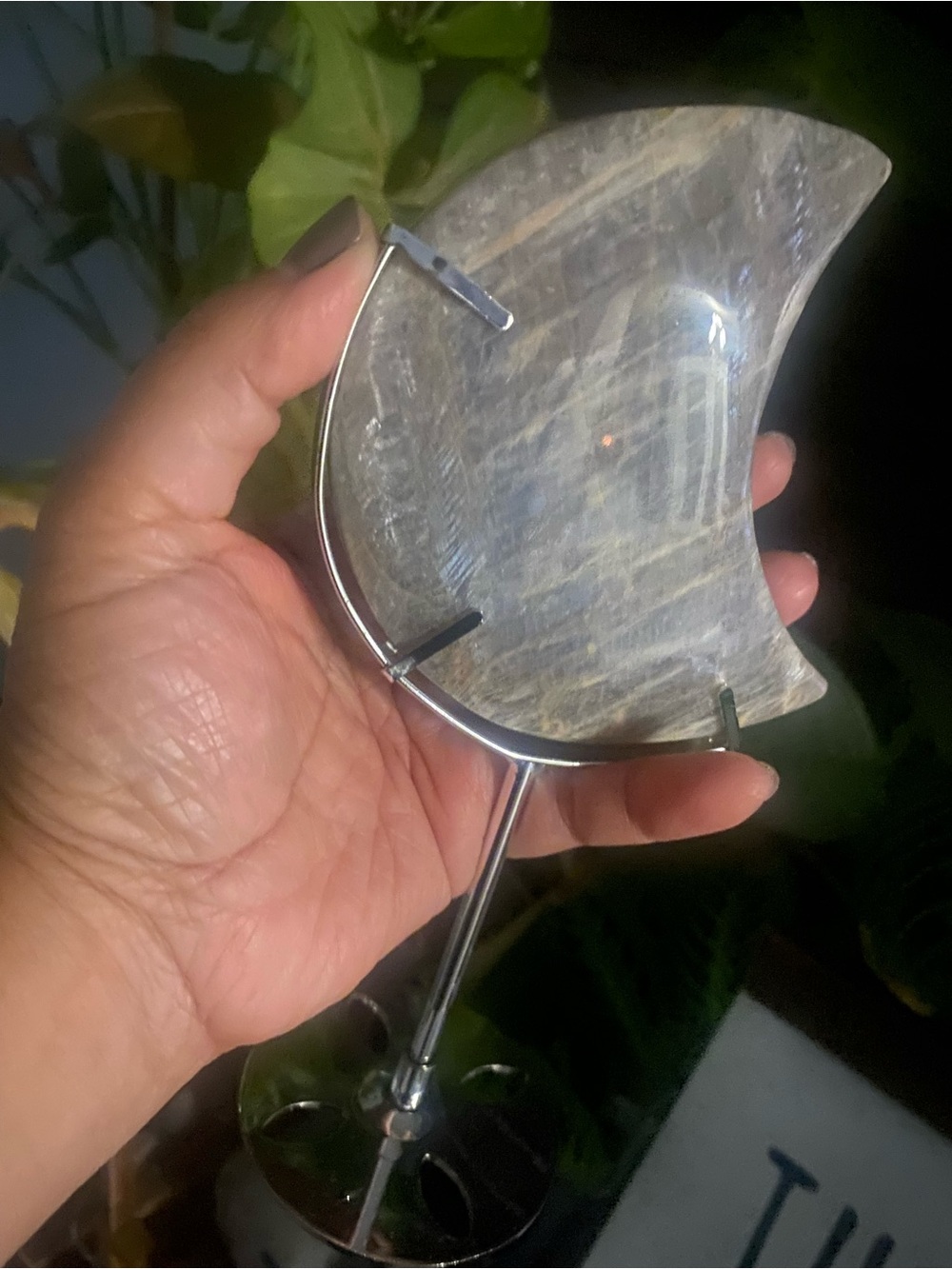 Peach Moonstone Moon With Stand